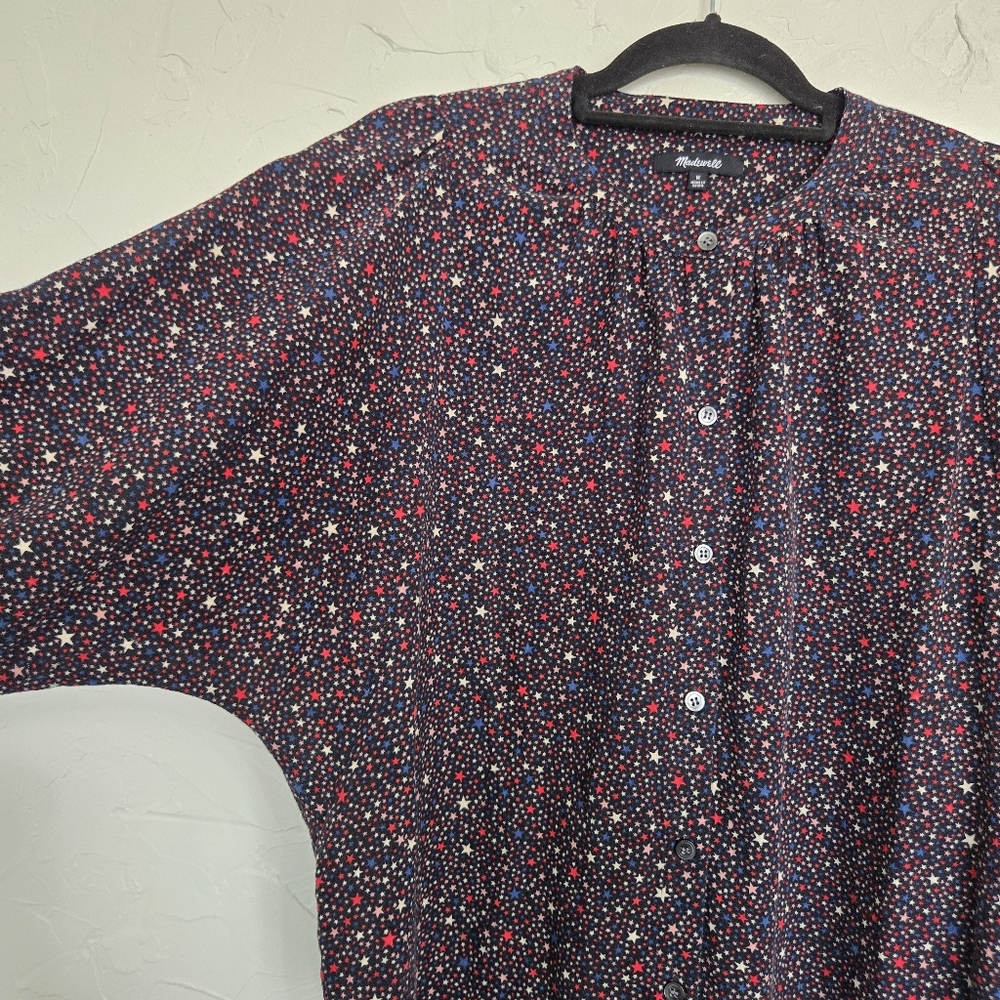 Madewell Starry Night Button Up Red Blue Top, M - Picture 3 of 10